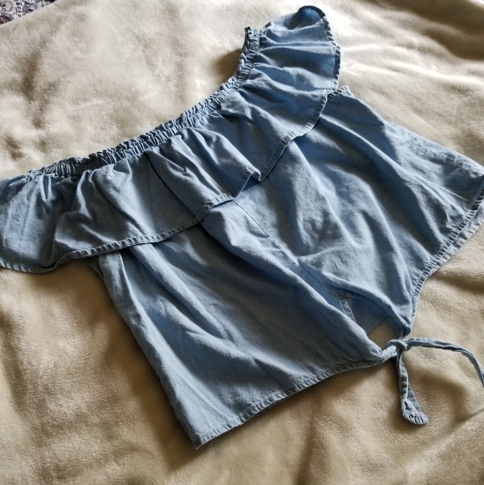 Off-the-Shoulder Denim Crop Top